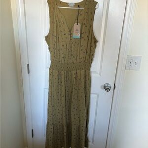 NWT prAna California Dreaming Dress Floral Maxi Sweet Grass Meadow XL